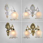 Ray Applique Fleur Vintage, Métal/Verre, Blanc/Bronze, Salon - Neutralighting