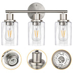 Silva Applique Murale Cylindrique Simple, Métal/Verre, Nickel, Salle de Bain - Neutralighting