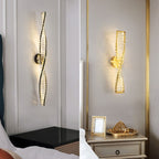 Kristy Applique Murale Spirale Design, Métal/Cristal, Noir/Or, Chambre - Neutralighting