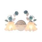 Ray Applique Murale Miroir de Forme de Fleur Vintage, Métal/Verre, Rose/Bleu, Salon - Neutralighting