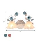 Ray Applique Murale Miroir de Forme de Fleur Vintage, Métal/Verre, Rose/Bleu, Salon - Neutralighting