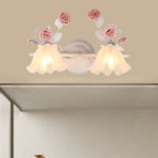 Ray Applique Murale Miroir de Forme de Fleur Vintage, Métal/Verre, Rose/Bleu, Salon - Neutralighting
