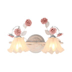 Ray Applique Murale Miroir de Forme de Fleur Vintage, Métal/Verre, Rose/Bleu, Salon - Neutralighting