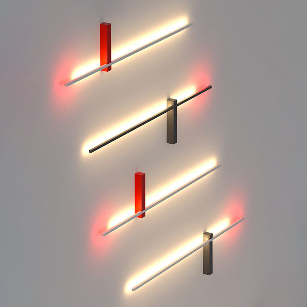 Ray Applique Murale Multicolore Linéaire, Métal/Acrylique, Blanc/Noir/Rouge, Salon - Neutralighting