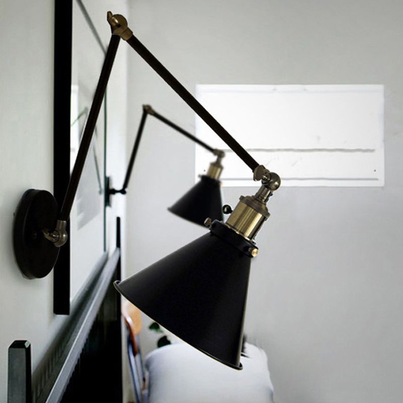 Silva Applique Murale Réglable Rétro, Métal, Noir/Clair - Neutralighting
