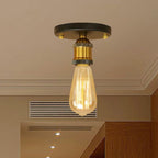 Silva Plafonnier Ampoule Vintage, Métal, Noir/Laiton/Rouille/Chromé, Salon - Neutralighting