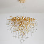 Arisha Lustre Fleur Luxueux, Metal/Cristal, Or, Salon - Neutralighting
