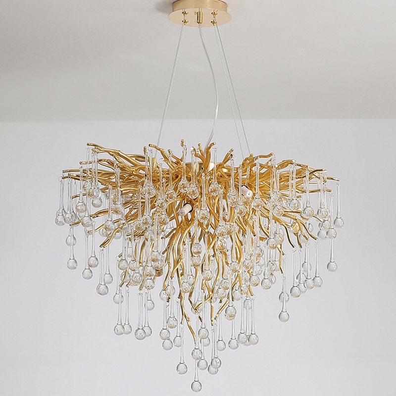 Arisha Lustre Fleur Luxueux, Metal/Cristal, Or, Salon - Neutralighting