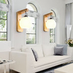 Muto Applique Globe Scandinave, Bois/Verre/Métal, Beige, Salon - Neutralighting