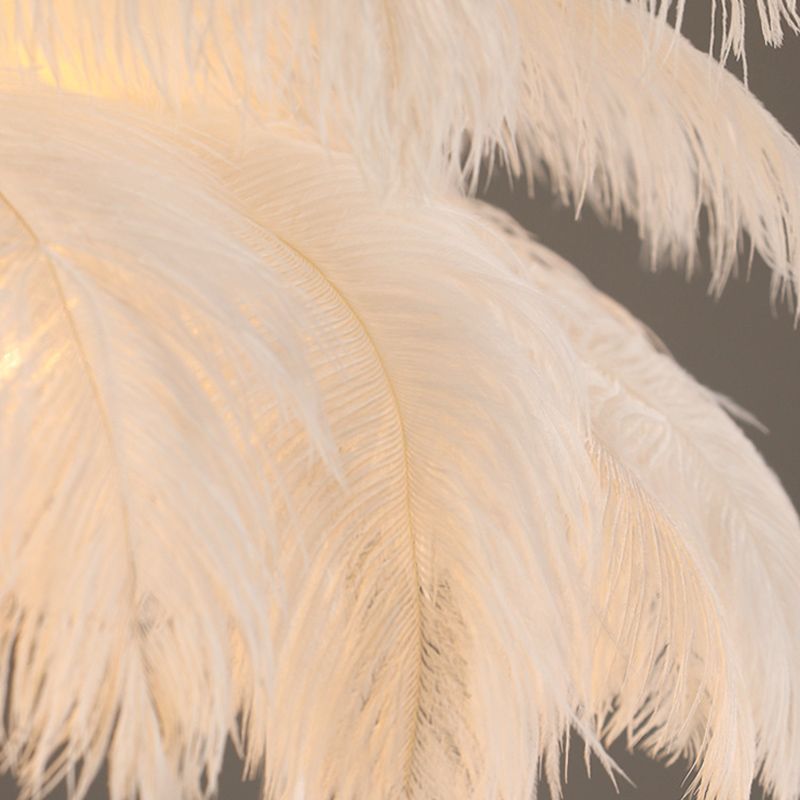 O'Moore Lustre Fleur Naturel Verre/Plume Blanc Salon - Neutralighting