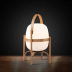 Muto Lampadaire Lanterne Moderne, Bois/Verre, Blanc/Bois, Salon - Neutralighting