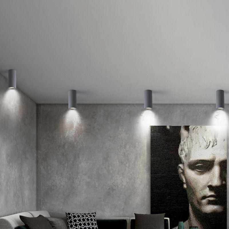 Arisha Plafonnier Cylindre Moderne, Ciment, Blanc/Gris Foncé/Gris Clair, Salon - Neutralighting