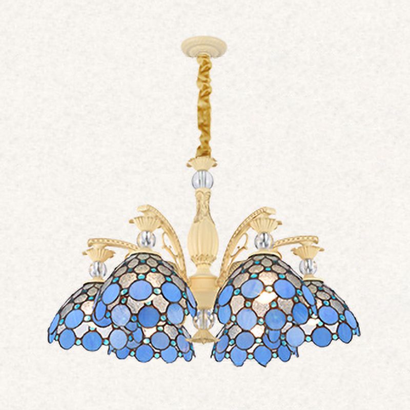 Silva Fleur Vintage LED Suspension Bleu Métal Verre Salon Chambre à Coucher - Neutralighting