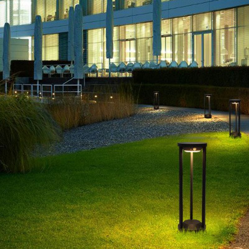 Ray Borne Extérieure Cylindrique Simple, Métal, Noir, Jardin - Neutralighting