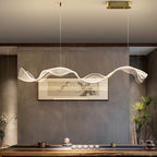 Yela Luminaires Suspensions Vague Moderne Métal/Acrylique Blanc/Doré Salon - Neutralighting