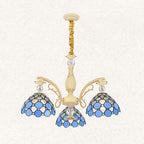 Silva Fleur Vintage LED Suspension Bleu Métal Verre Salon Chambre à Coucher - Neutralighting