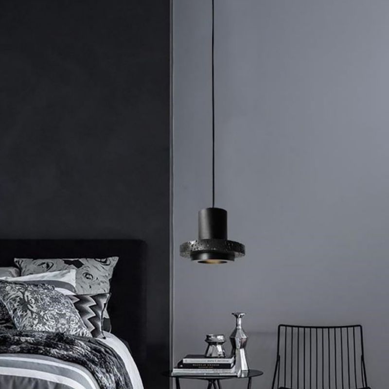 Arisha Suspension Cylindre Moderne, Pierre, Noir, Chambre - Neutralighting