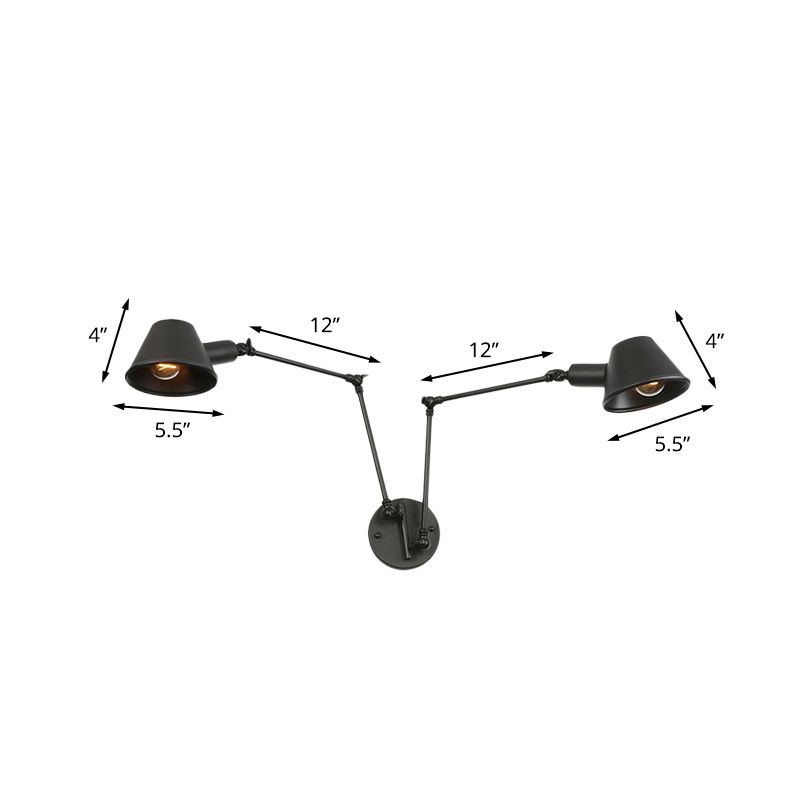 Epoch Applique Murale Cône Vintage, Métal, Noir/Rouille, Salon - Neutralighting