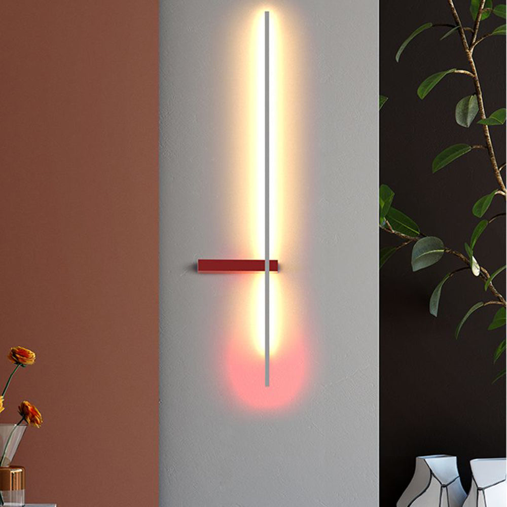Ray Applique Murale Multicolore Linéaire, Métal/Acrylique, Blanc/Noir/Rouge, Salon - Neutralighting