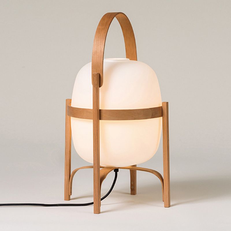Muto Lampadaire Lanterne Moderne, Bois/Verre, Blanc/Bois, Salon - Neutralighting