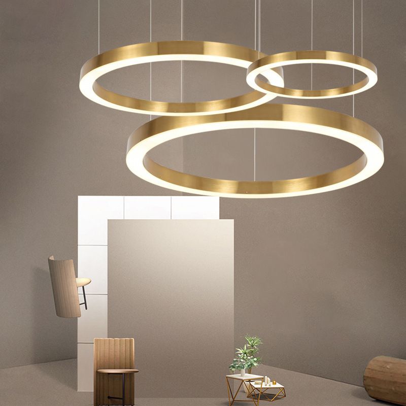 Arisha Suspension Anneau Moderne, Métal/Acrylique, Dorée, Salon - Neutralighting
