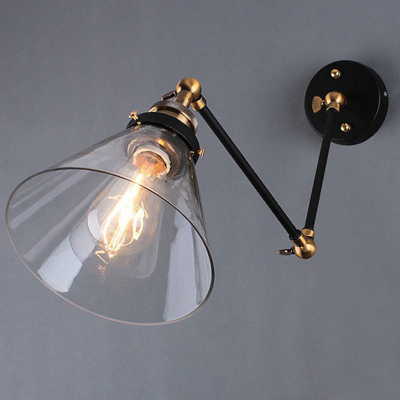 Silva Applique Murale Réglable Rétro, Métal, Noir/Clair - Neutralighting