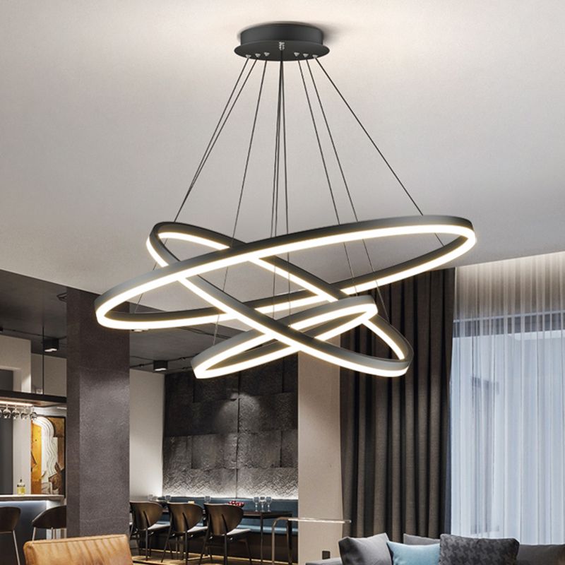 Arisha Suspension Anneau Moderne, Métal/Acrylique, Noir/Blanc, Salon - Neutralighting