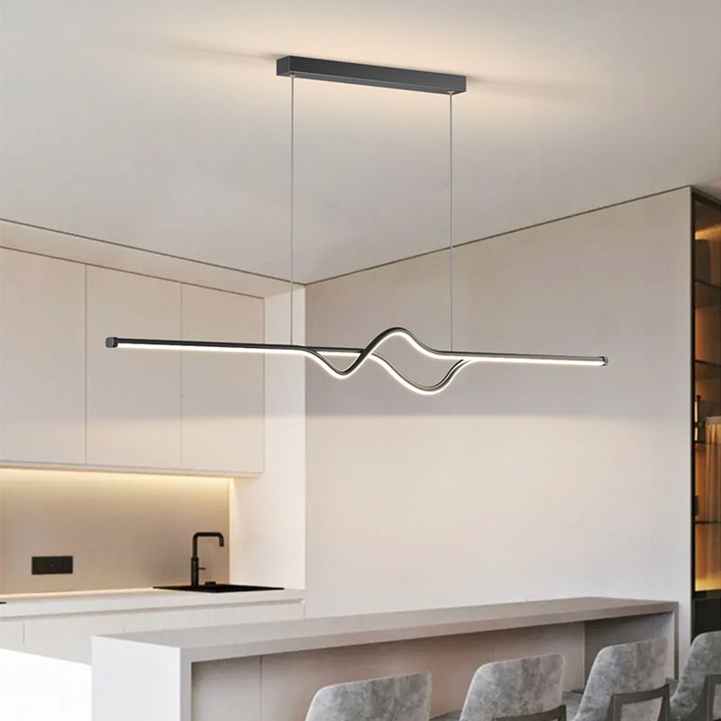 Arisha Suspension Linéaire Minimaliste, Noir/Blanc/Gris, Salon - Neutralighting