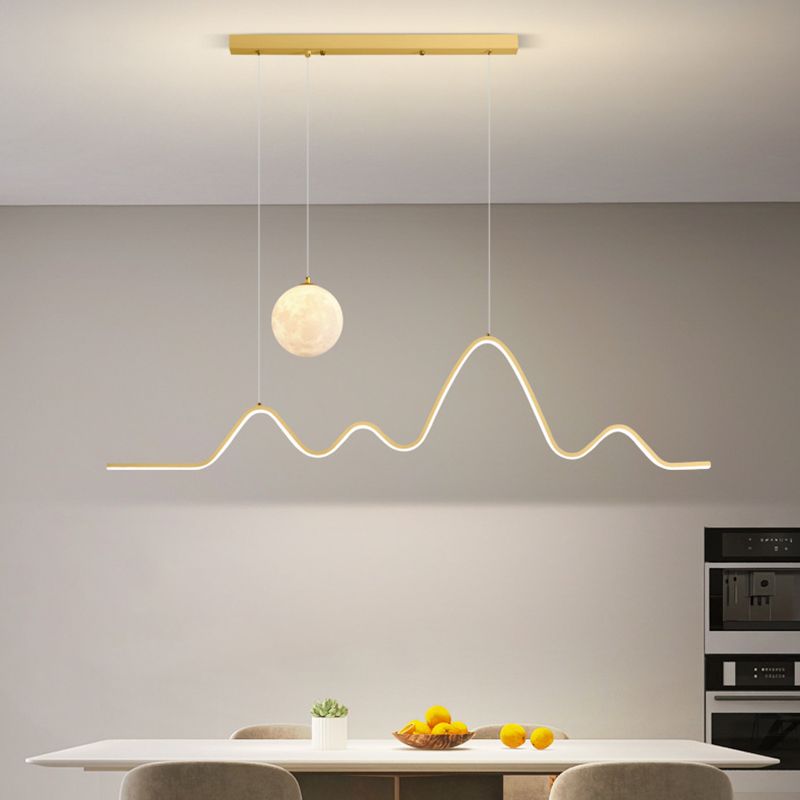 Arisha Suspension Linéaire Naturelle, Noir/Blanc/Or, Salon - Neutralighting