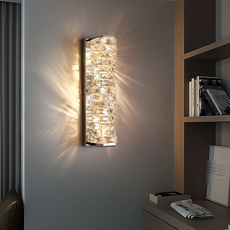 Kristy Applique Murale Rectangulaire Luxe, Métal/Cristal, Or/Chormé, Salon - Neutralighting