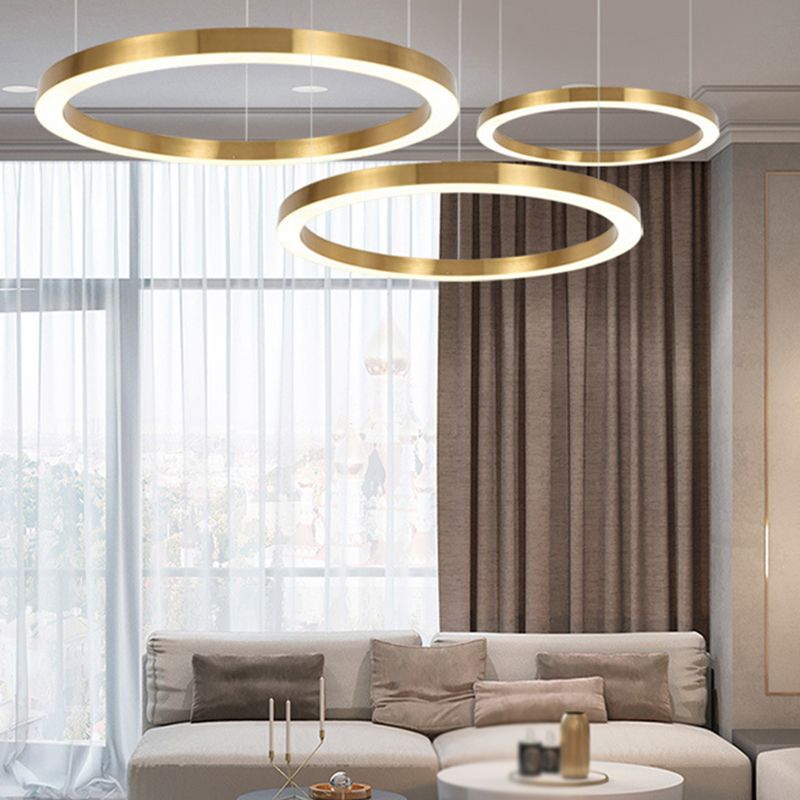 Arisha Suspension Anneau Moderne, Métal/Acrylique, Dorée, Salon - Neutralighting