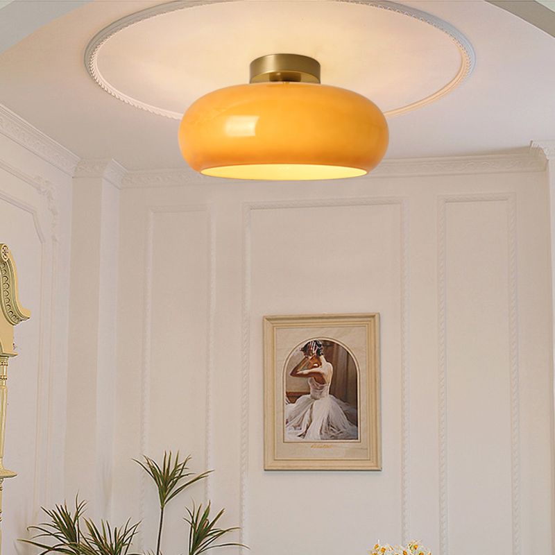 Valentina Plafonnier Rond Moderne, Métal/Verre, Orange/Blanc, Salon - Neutralighting