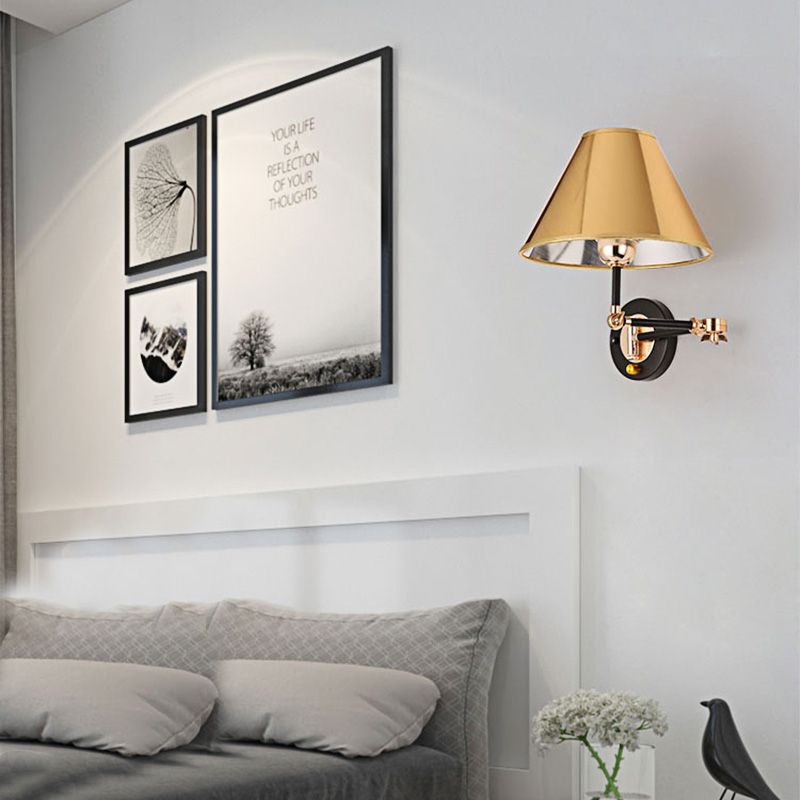 Arisha Applique Murale Réglable Cône Rétro, Doré, Chambre - Neutralighting