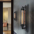 Silva Applique Murale Cylinderique Vintage, Métal/Verre, Noir/Rouge/Argent/Or, Salle de Bain - Neutralighting
