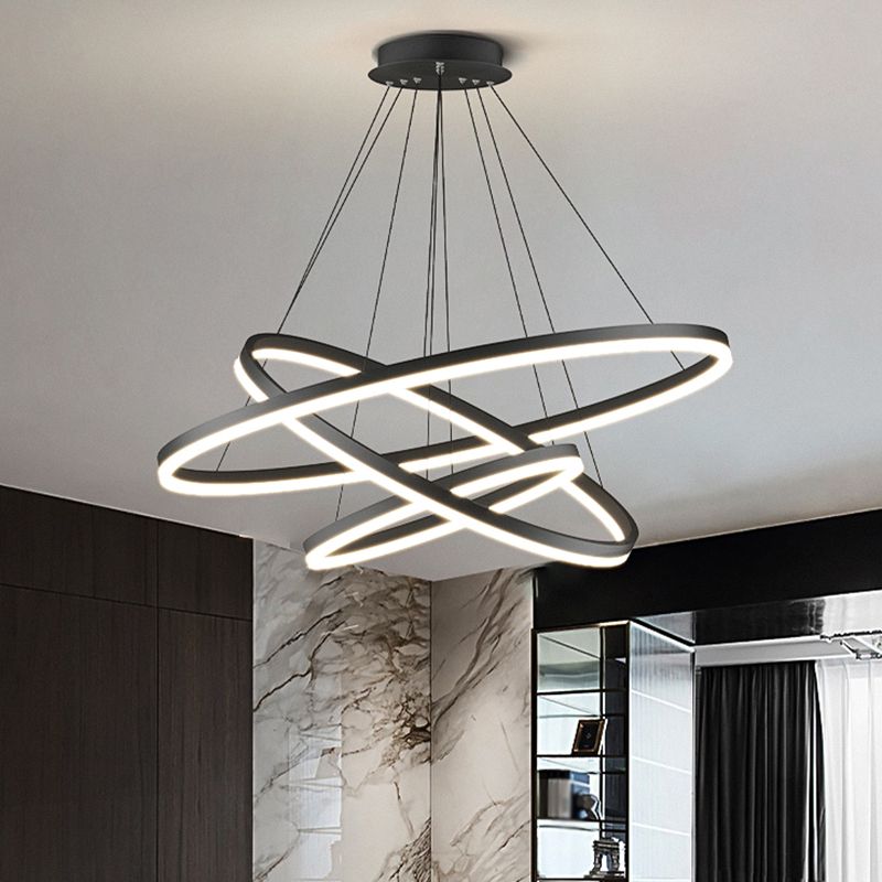 Arisha Suspension Anneau Moderne, Métal/Acrylique, Noir/Blanc, Salon - Neutralighting
