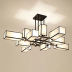 Arisha Lustre Carré Contemporain, Metal/Tissu, Noir/Or, Chambre - Neutralighting
