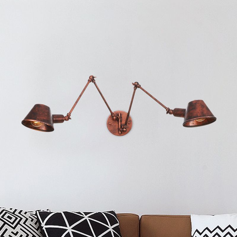 Epoch Applique Murale Cône Vintage, Métal, Noir/Rouille, Salon - Neutralighting