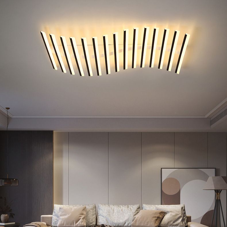 Arisha Plafonnier Multi/Linéaire Moderne, Métal/Acrylique, Noir, Salon - Neutralighting