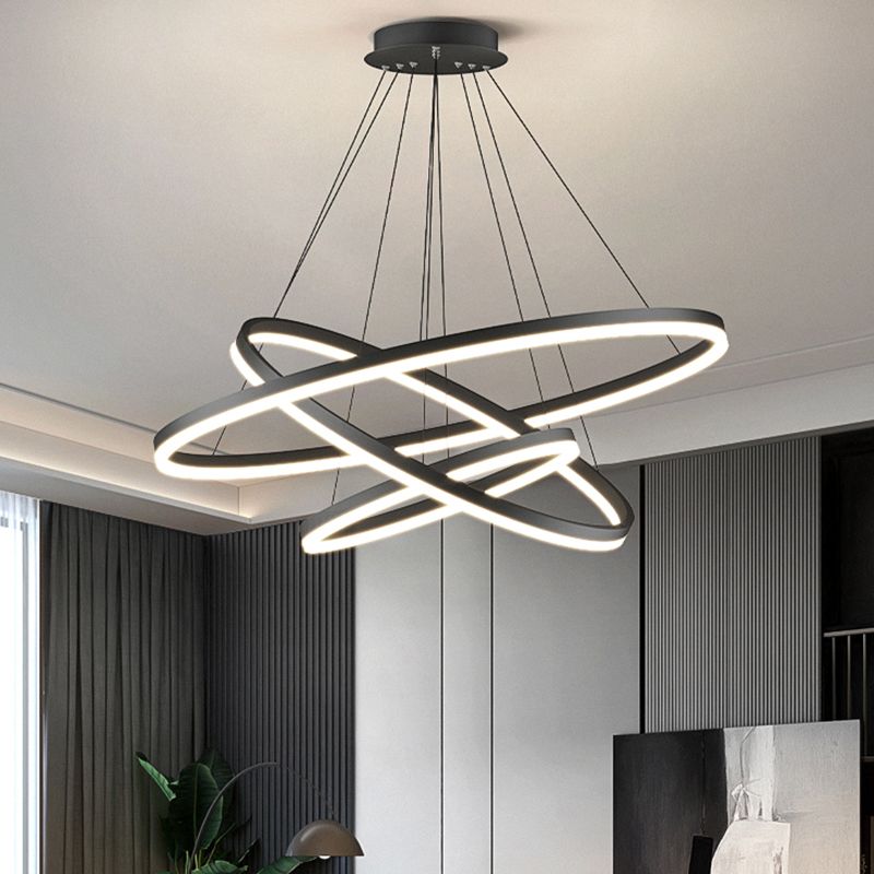 Arisha Suspension Anneau Moderne, Métal/Acrylique, Noir/Blanc, Salon - Neutralighting