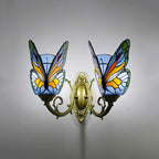 Arisha Applique Murale Papillon Tiffany, Métal/Verre, Bleu/Rouge/Multi-Couleurs/Bleu Clair - Neutralighting