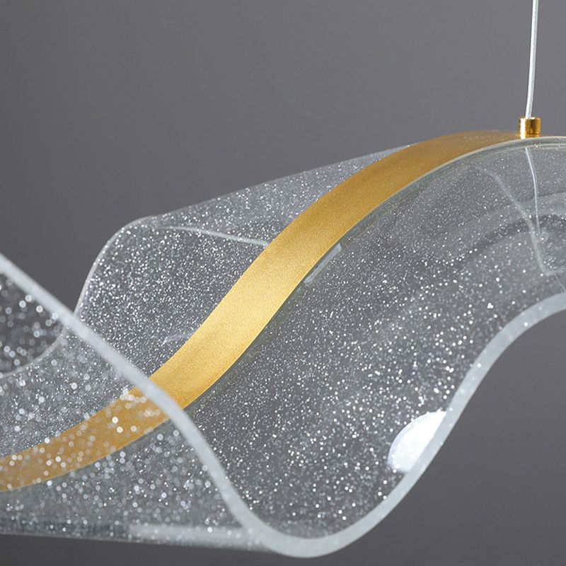 Yela Luminaires Suspensions Vague Moderne Métal/Acrylique Blanc/Doré Salon - Neutralighting