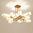 Arisha Lustre Carré Contemporain, Metal/Tissu, Noir/Or, Chambre - Neutralighting