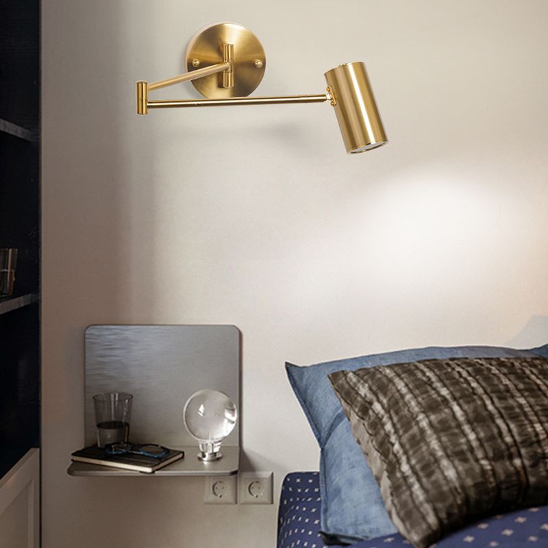 Arisha Applique Murale Cylindrique Réglable, Laiton/Or, Chambre - Neutralighting
