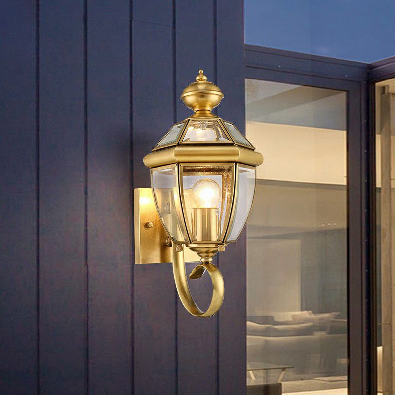 Silva Applique Murale Extérieur Lanterne Vintage, Verre/Métal, Laiton, Cour - Neutralighting