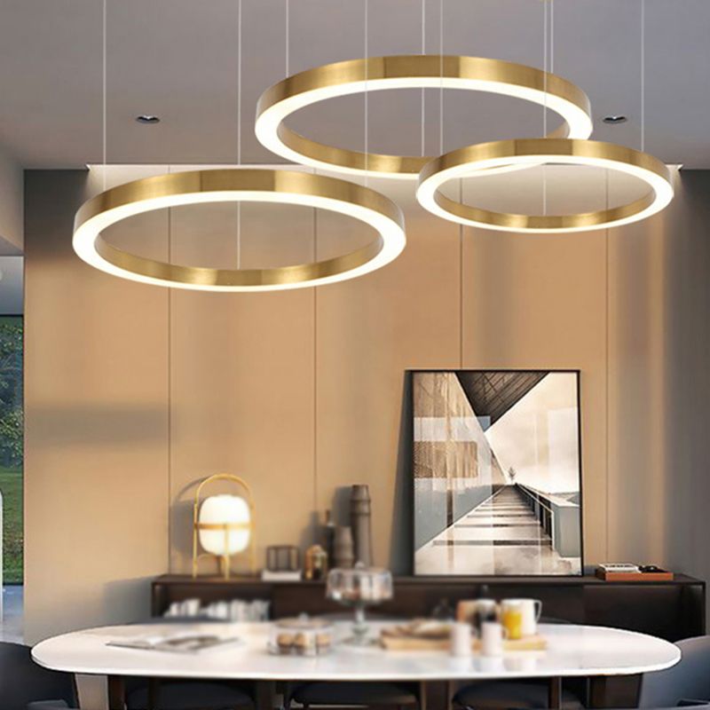 Arisha Suspension Anneau Moderne, Métal/Acrylique, Dorée, Salon - Neutralighting