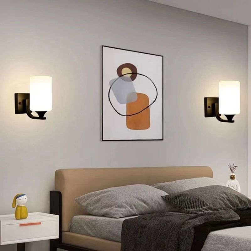 Tiffany Applique Murale Miroir Cylindrique Moderne, Verre/Métal, Noir/Chromé, Salon - Neutralighting