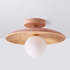 Oaki Plafonnier Bol Moderne. Bois/Verre. Bois/Noyer. Salon - Neutralighting