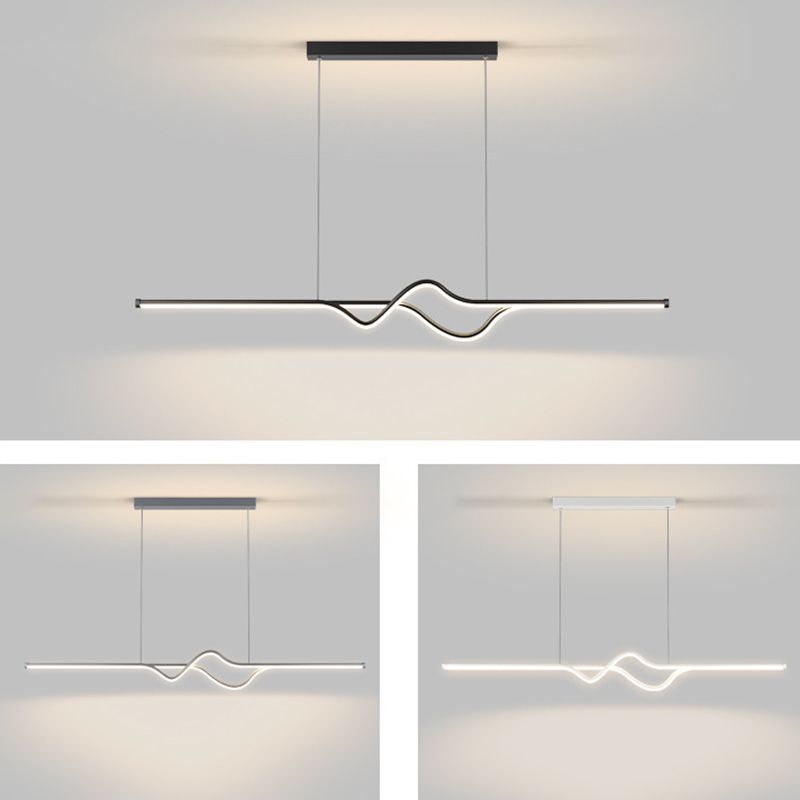 Arisha Suspension Linéaire Minimaliste, Noir/Blanc/Gris, Salon - Neutralighting