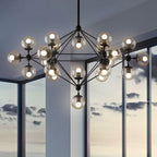 Valentina Lustre Industriel, Metal/Verre, Noir, Chambre - Neutralighting