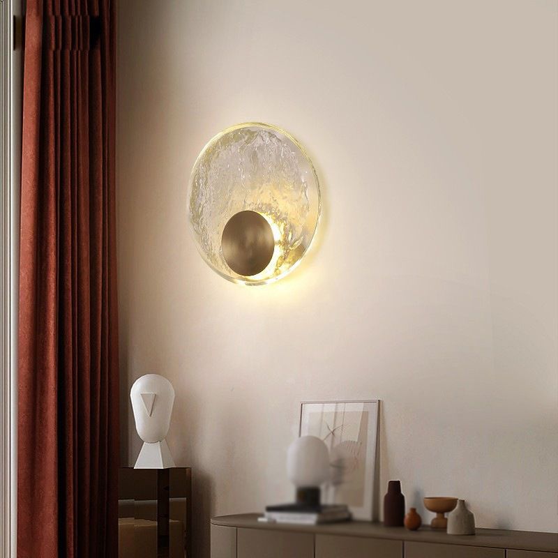 Kristy Applique Murale Rounde Moderne, Cristal/Métal, Or, Chambre à Coucher - Neutralighting